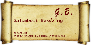 Galambosi Bekény névjegykártya